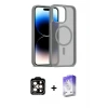 ieg™ iPhone 15 Pro Max Kılıf Siluet Minimal Prime - Siyah Bilvis 5in1 3D Magic Cam Ekran Koruyucu + PVD Metal Kamera Lens - TU