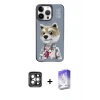 ieg™ iPhone 15 Pro Max Kılıf Siluet Modern Özel Seri - Siyah Bilvis 5in1 3D Magic Cam Ekran Koruyucu + PVD Metal Kamera Lens - GI