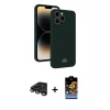ieg™ iPhone 15 Pro Max Kılıf Vadi Çizgi Prime - Siyah Buffer Hayalet Cam Ekran Koruyucu + Raze Metal Kamera Lens - TMGI