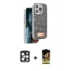 ieg™ iPhone 15 Pro Max Kılıf Vadi Klasik Serisi - Siyah Buffer Cam Ekran Koruyucu + PVD Metal Kamera Lens - LT