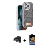 ieg™ iPhone 15 Pro Max Kılıf Vadi Klasik Serisi - Siyah Buffer Hayalet Cam Ekran Koruyucu + Raze Metal Kamera Lens - GS