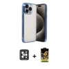 ieg™ iPhone 15 Pro Max Kılıf Vadi Minimal - Siyah Buffer Cam Ekran Koruyucu + PVD Metal Kamera Lens - GI