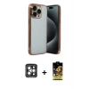 ieg™ iPhone 15 Pro Max Kılıf Vadi Minimal - Siyah Buffer Cam Ekran Koruyucu + PVD Metal Kamera Lens - GI