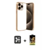ieg™ iPhone 15 Pro Max Kılıf Vadi Minimal - Siyah Buffer Cam Ekran Koruyucu + PVD Metal Kamera Lens - GI