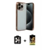 ieg™ iPhone 15 Pro Max Kılıf Vadi Minimal - Siyah Buffer Cam Ekran Koruyucu + PVD Metal Kamera Lens - TU