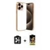ieg™ iPhone 15 Pro Max Kılıf Vadi Minimal - Siyah Buffer Cam Ekran Koruyucu + PVD Metal Kamera Lens - TU