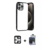 ieg™ iPhone 15 Pro Max Kılıf Vadi Minimal - Siyah Vanessa Magic Cam + PVD Metal Kamera Lens - GS