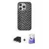 ieg™ iPhone 15 Pro Max Kılıf Vadi Özel Seri - Siyah Bilvis 5in1 5D Magic Hayalet Cam Ekran Koruyucu + Raze Metal Kamera Lens - TMGI
