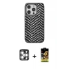 ieg™ iPhone 15 Pro Max Kılıf Vadi Özel Seri - Siyah Buffer Cam Ekran Koruyucu + PVD Metal Kamera Lens - GS