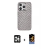 ieg™ iPhone 15 Pro Max Kılıf Vadi Özel Seri - Siyah Buffer Hayalet Cam Ekran Koruyucu + PVD Metal Kamera Lens - GI
