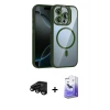 ieg™ iPhone 15 Pro Max Kılıf Yadigar Asil Koleksiyonu - Siyah Bilvis 5in1 5D Magic Hayalet Cam Ekran Koruyucu + Raze Metal Kamera Lens - SH
