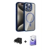 ieg™ iPhone 15 Pro Max Kılıf Yadigar Asil Koleksiyonu - Siyah Bilvis 5in1 5D Magic Hayalet Cam Ekran Koruyucu + Raze Metal Kamera Lens - SH