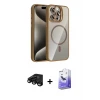 ieg™ iPhone 15 Pro Max Kılıf Yadigar Asil Koleksiyonu - Siyah Bilvis 5in1 5D Magic Hayalet Cam Ekran Koruyucu + Raze Metal Kamera Lens - SH