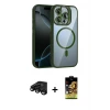 ieg™ iPhone 15 Pro Max Kılıf Yadigar Asil Koleksiyonu - Siyah Buffer Cam Ekran Koruyucu + Raze Metal Kamera Lens - SH