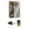 ieg™ iPhone 15 Pro Max Kılıf Yadigar Asil Koleksiyonu - Siyah Buffer Cam Ekran Koruyucu + Raze Metal Kamera Lens - SH
