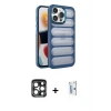ieg™ iPhone 15 Pro Max Kılıf Yadigar Doku Özel Seri - Siyah Bilvis 0.18mm Plus Cam Ekran Koruyucu + PVD Metal Kamera Lens - LT