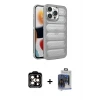 ieg™ iPhone 15 Pro Max Kılıf Yadigar Doku Özel Seri - Siyah Vanessa Magic Cam + PVD Metal Kamera Lens - TU