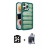 ieg™ iPhone 15 Pro Max Kılıf Yadigar Doku Özel Seri - Siyah Vanessa Magic Cam + PVD Metal Kamera Lens - TU