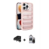 ieg™ iPhone 15 Pro Max Kılıf Yadigar Doku Özel Seri - Siyah Vanessa Magic Hayalet Cam + Raze Metal Kamera Lens - GS