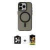 ieg™ iPhone 15 Pro Max Kılıf Yadigar Işık - Siyah Buffer Cam Ekran Koruyucu + PVD Metal Kamera Lens - TU