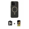ieg™ iPhone 15 Pro Max Kılıf Yadigar Işık - Siyah Buffer Cam Ekran Koruyucu + PVD Metal Kamera Lens - TU