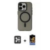 ieg™ iPhone 15 Pro Max Kılıf Yadigar Işık - Siyah Buffer Hayalet Cam Ekran Koruyucu + PVD Metal Kamera Lens - GI