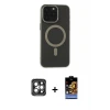 ieg™ iPhone 15 Pro Max Kılıf Yadigar Işık - Siyah Buffer Hayalet Cam Ekran Koruyucu + PVD Metal Kamera Lens - GI