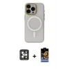 ieg™ iPhone 15 Pro Max Kılıf Yadigar Işık - Siyah Buffer Hayalet Cam Ekran Koruyucu + PVD Metal Kamera Lens - GI