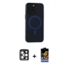 ieg™ iPhone 15 Pro Max Kılıf Yadigar Işık - Siyah Buffer Hayalet Cam Ekran Koruyucu + PVD Metal Kamera Lens - LT