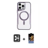 ieg™ iPhone 15 Pro Max Kılıf Yadigar Klasik Özel Seri - Siyah Buffer Hayalet Cam Ekran Koruyucu + PVD Metal Kamera Lens - SH