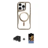 ieg™ iPhone 15 Pro Max Kılıf Yadigar Klasik Özel Seri - Siyah Buffer Hayalet Cam Ekran Koruyucu + Raze Metal Kamera Lens - TMGI