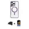 ieg™ iPhone 15 Pro Max Kılıf Yadigar Klasik Özel Seri - Siyah Buffer Hayalet Cam Ekran Koruyucu + Raze Metal Kamera Lens - TMGI