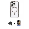 ieg™ iPhone 15 Pro Max Kılıf Yadigar Klasik Özel Seri - Siyah Buffer Hayalet Cam Ekran Koruyucu + Raze Metal Kamera Lens - TMGI