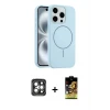 ieg™ iPhone 15 Pro Max Kılıf Yankı Form Serisi - Siyah Buffer Cam Ekran Koruyucu + PVD Metal Kamera Lens - GI