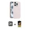 ieg™ iPhone 15 Pro Max Kılıf Yankı Form Serisi - Siyah Buffer Cam Ekran Koruyucu + PVD Metal Kamera Lens - GI
