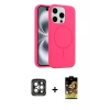 ieg™ iPhone 15 Pro Max Kılıf Yankı Form Serisi - Siyah Buffer Cam Ekran Koruyucu + PVD Metal Kamera Lens - GI