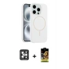 ieg™ iPhone 15 Pro Max Kılıf Yankı Form Serisi - Siyah Buffer Cam Ekran Koruyucu + PVD Metal Kamera Lens - GI