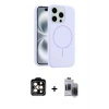 ieg™ iPhone 15 Pro Max Kılıf Yankı Form Serisi - Siyah Vanessa Magic Hayalet Cam + PVD Metal Kamera Lens - TU