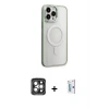 ieg™ iPhone 15 Pro Max Kılıf Yankı Işık Özel Seri - Siyah Bilvis 0.18mm Plus Cam Ekran Koruyucu + PVD Metal Kamera Lens - GI