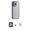 ieg™ iPhone 15 Pro Max Kılıf Yankı Işık Özel Seri - Siyah Bilvis 0.18mm Plus Cam Ekran Koruyucu + PVD Metal Kamera Lens - GI