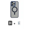 ieg™ iPhone 15 Pro Max Kılıf Yankı Işık Özel Seri - Siyah Bilvis 0.18mm Plus Cam Ekran Koruyucu + PVD Metal Kamera Lens - GI