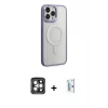 ieg™ iPhone 15 Pro Max Kılıf Yankı Işık Özel Seri - Siyah Bilvis 0.18mm Plus Cam Ekran Koruyucu + PVD Metal Kamera Lens - GI