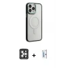 ieg™ iPhone 15 Pro Max Kılıf Yankı Işık Özel Seri - Siyah Bilvis 0.18mm Plus Cam Ekran Koruyucu + PVD Metal Kamera Lens - GI