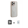 ieg™ iPhone 15 Pro Max Kılıf Yankı Işık Özel Seri - Siyah Bilvis 0.18mm Plus Cam Ekran Koruyucu + PVD Metal Kamera Lens - GI