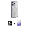 ieg™ iPhone 15 Pro Max Kılıf Yankı Işık Özel Seri - Siyah Bilvis 5in1 5D Magic Hayalet Cam Ekran Koruyucu + PVD Metal Kamera Lens - TU