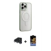 ieg™ iPhone 15 Pro Max Kılıf Yankı Işık Özel Seri - Siyah Buffer Hayalet Cam Ekran Koruyucu + Raze Metal Kamera Lens - LT