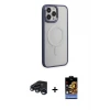 ieg™ iPhone 15 Pro Max Kılıf Yankı Işık Özel Seri - Siyah Buffer Hayalet Cam Ekran Koruyucu + Raze Metal Kamera Lens - LT