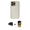 ieg™ iPhone 15 Pro Max Kılıf Yankı Serisi - Siyah Buffer Cam Ekran Koruyucu + Raze Metal Kamera Lens - SH