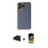 ieg™ iPhone 15 Pro Max Kılıf Yankı Serisi - Siyah Buffer Cam Ekran Koruyucu + Raze Metal Kamera Lens - SH