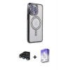 ieg™ iPhone 15 Pro Max Kılıf Zirve Doku Prime - Siyah Bilvis 5in1 3D Magic Cam Ekran Koruyucu + Raze Metal Kamera Lens - LT